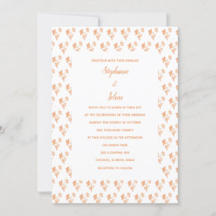 Invitation Motif Floral Terracotta Orange Rustique Mariage