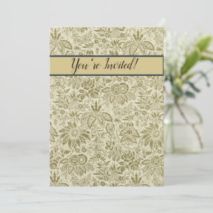 Invitation Motif Floral Vert Sage Antique Damas