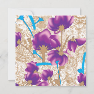 Invitation Motif floral vif avec violet et bleu f