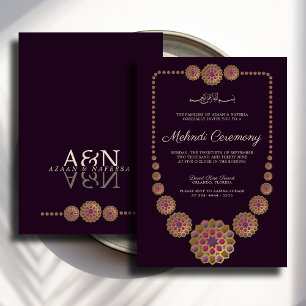 Invitation Motif Géométrique Islamique Élégant et Floral Mehn