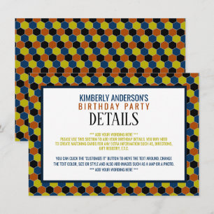 Invitation Motif géométrique lumineux, détails d'anniversaire