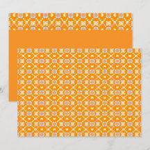 Motif géométrique pixel en pastel sur orange vibra