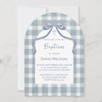 motif gingham baptême noeud bleu