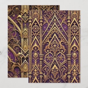 Invitation Motif gothique victorien imprimable violet et or