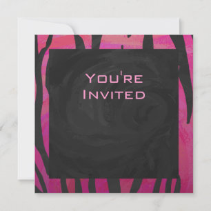 Invitation Motif imprimé tigre rose chaud et noir Monogram