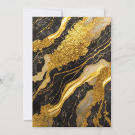 Invitation Motif Marbre Noir avec Or