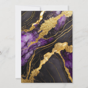 Invitation Motif marbre noir violet avec or