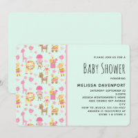 Motif mignon avec Happy Animals & Baby shower joue