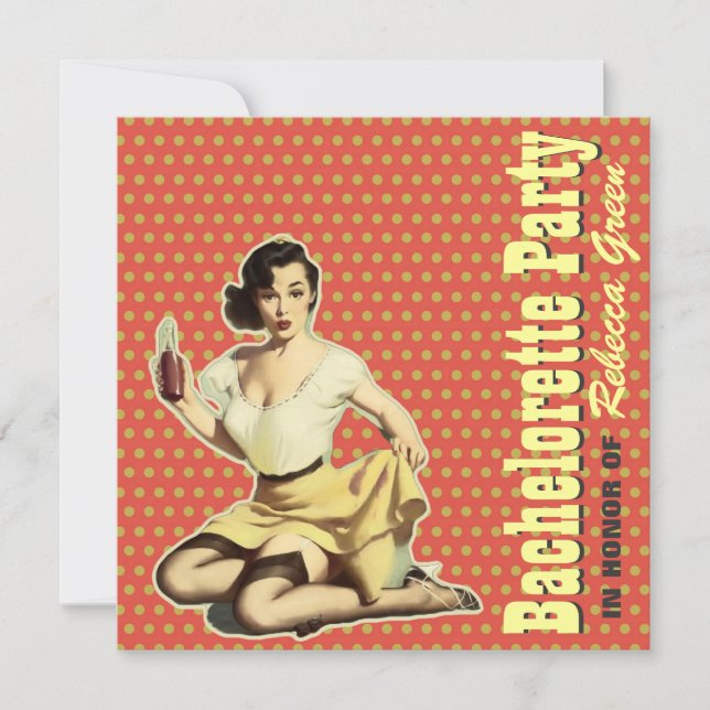 Invitation motif mod rétro pin's bachelorette party (Devant)