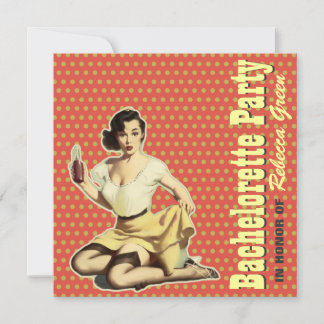 Invitation motif mod rétro pin's bachelorette party