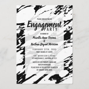 Invitation Motif moderne noir et Marbre blanc