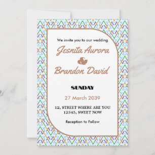 Invitation Motif mosaïque zigzag Chevron géométrique sans cou