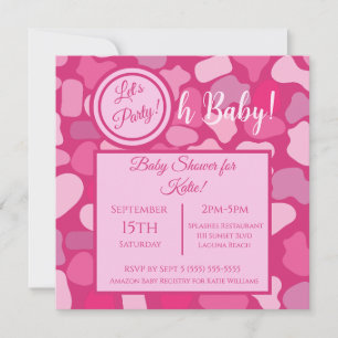 Invitation Motif Pierre Rose-Baby Shower