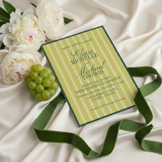Invitation Motif rayé chartreuse élégant Formel
