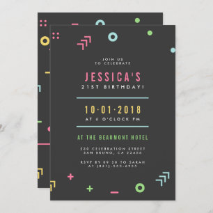 Invitation Motif rétro et typographie moderne fête d'annivers