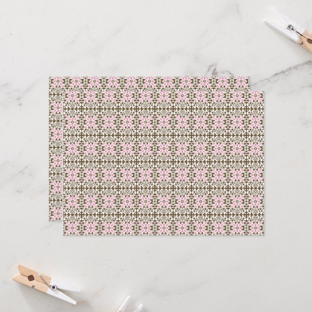 Invitation motif rose et marron sur un arrière - plan blanc (Devant/Arrière en situation)