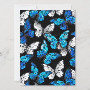Invitation Motif sans couleur foncée avec papillons bleus Mor