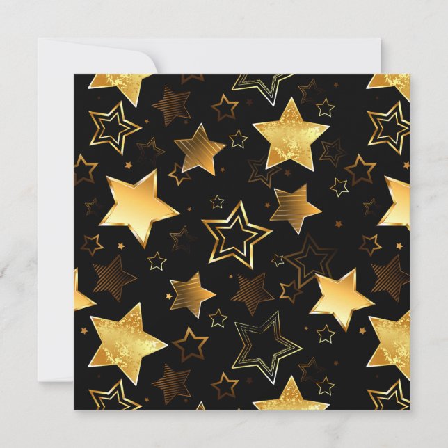 Invitation Motif sans couture avec des étoiles dorées (Devant)