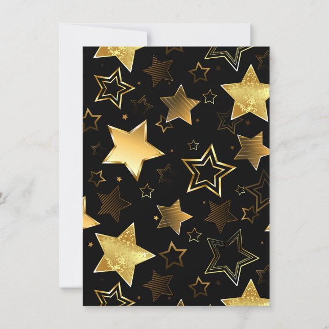 Invitation Motif sans couture avec des étoiles dorées (Devant)