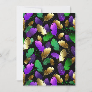 Invitation Motif sans couture avec des plumes de Mardi Gras