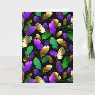 Invitation Motif sans couture avec des plumes de Mardi Gras