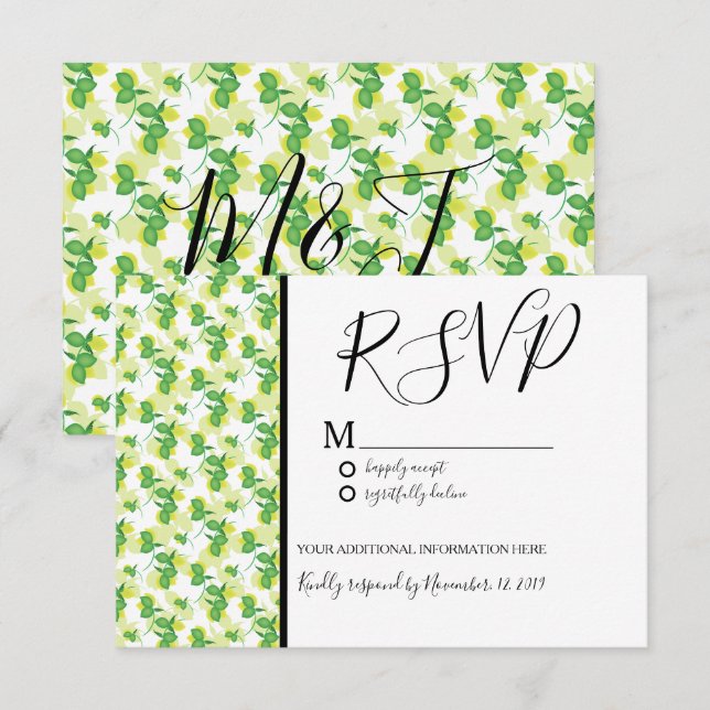 Invitation Motif sans couture de citron vert Silo frais Maria (Devant / Derrière)