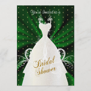 Invitation Motif Satin Dark Green & Gold Cross   Douche