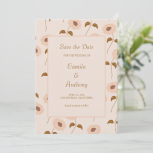 Invitation Motif Tournesol Beige Retro Brown Enregistrer La D