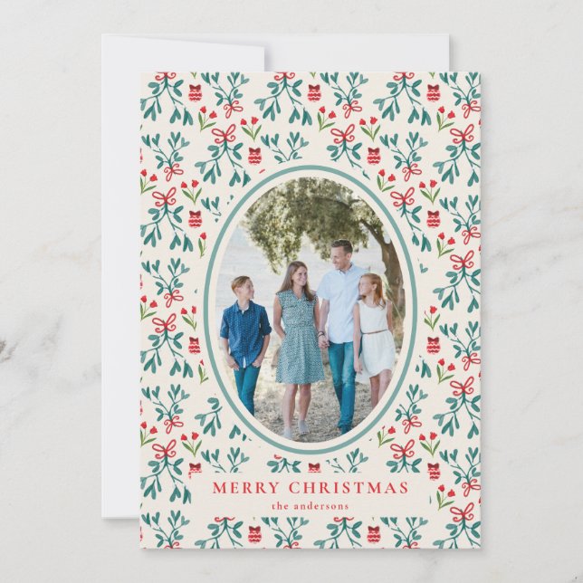 Invitation Motif traditionnel vert et rouge grand millénaire (Devant)