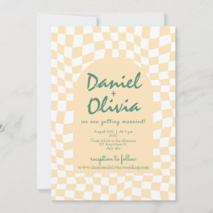 Invitation Motif Wavy À damiers avec Mariage photo