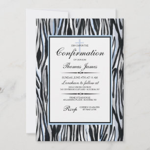 Invitation Motif zèbre avec du bleu