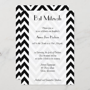 Invitation Motif Zigzag noir et blanc, Bat mitzvah