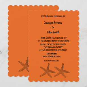 Invitation Motifs d'étoiles de mer Orange Black Colorée Maria