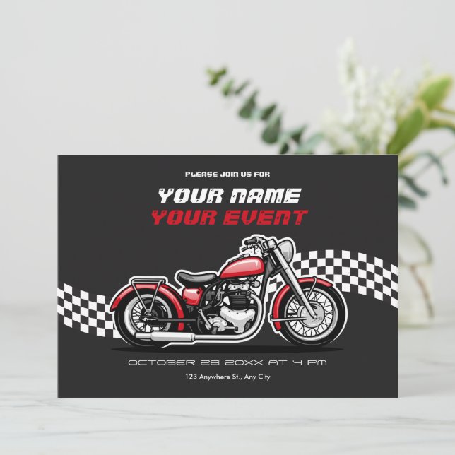 Invitation Moto classique (Debout devant)