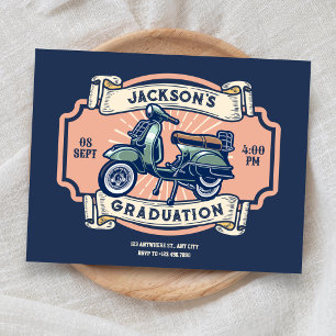 Invitation Moto classique vintage rétro de remise de diplôme