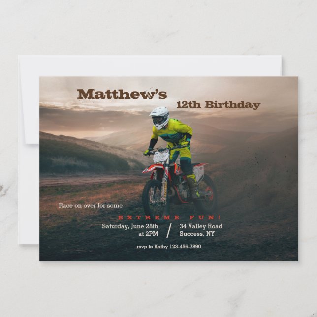Invitation Moto Cross Dirt Bike (Devant)