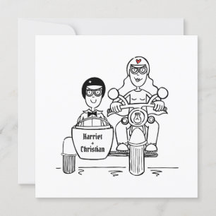 Invitation Moto et Mariage Sidecar personnalisés