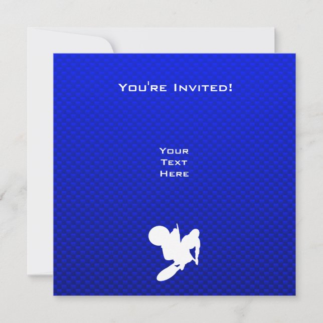 Invitation Motocross bleu (Devant)