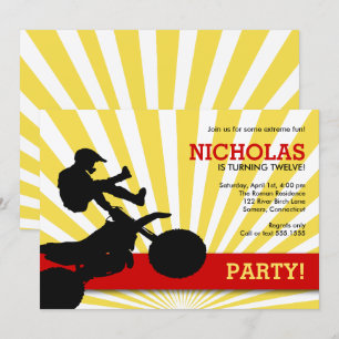 Invitation Motocross Dirtbike Invitation, Jaune et Rouge