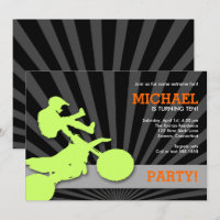 Motocross Dirtbike Invitation, Vert et Orange