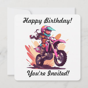 Invitation Motocross féminine personnalisée