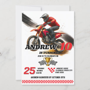 Invitation Motocross numérique personnelle Anniversaire