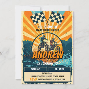 Invitation Motocross Racing Dirt Motorbike Anniversaire