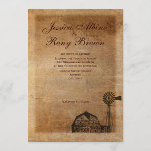 Invitation Moulin à vent en toile Vintage rustique