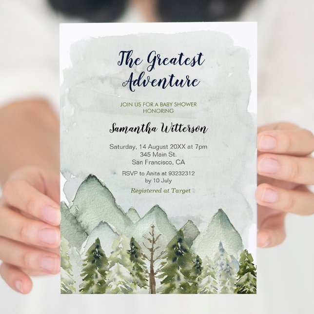 Invitation Mountain Forest Plus grand Baby shower d'aventure (Créateur téléchargé)