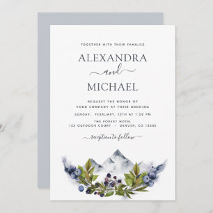 Invitation Mountain Rustic Watercolor Mariage
