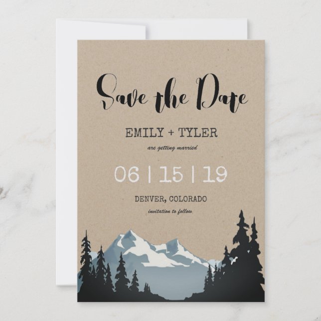 Invitation Mountain Woodland Forest Wedding Enregistrer La Da (Devant)