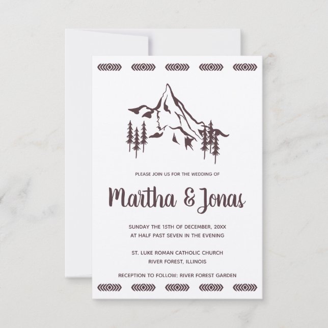Invitation Mountains Landscape & Tribal Motifs Wedding Design (Devant)
