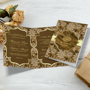 Invitation Mousse d'or Brown musulman musulman Mariage