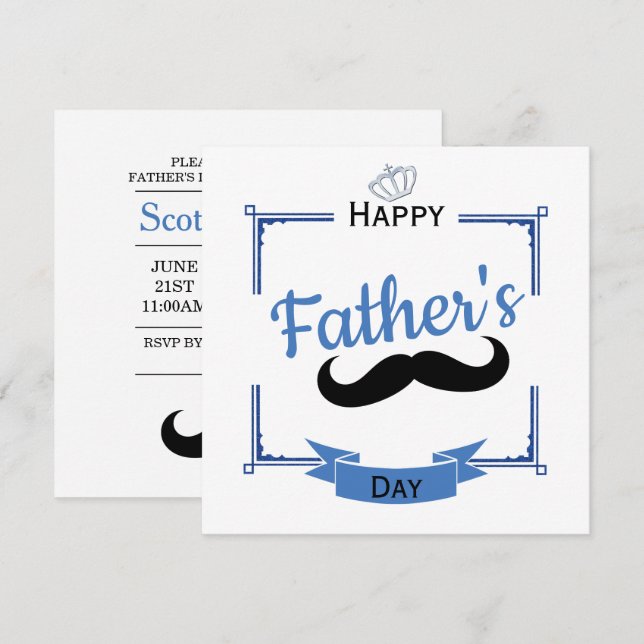 Invitation Moustache et Fête des pères de la Couronne (Devant / Derrière)
